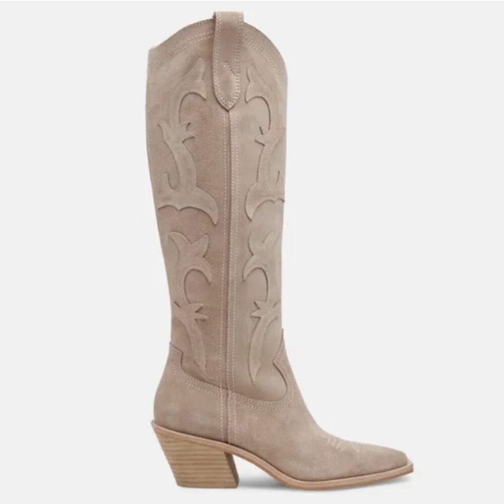 Dolce Vita Beige Heeled Boots - Picture 2 of 6